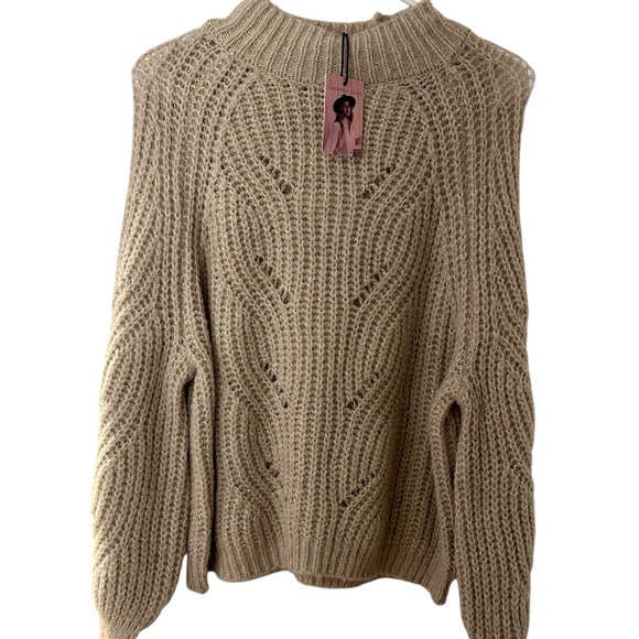 Sincerely Jules Beige Knit Turtleneck Sweater small nwt - Picture 1 of 3